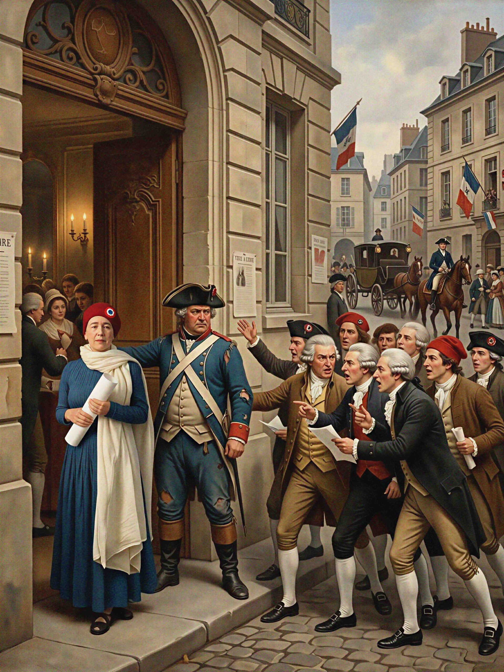 BF8_1MB Angelika Neumann als Olympe de Gouges mit Schriftrolle frz. Revolution